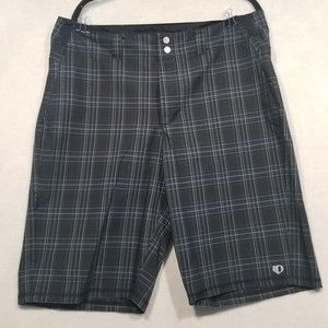 Pearl Izumi Shorts Mens XL Chino Check Cycling Outdoor Hiking Black Plaid